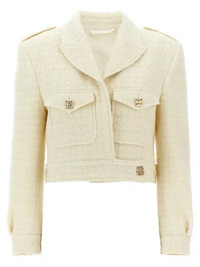 Givenchy Single-breasted Cropped Blazer In Beige