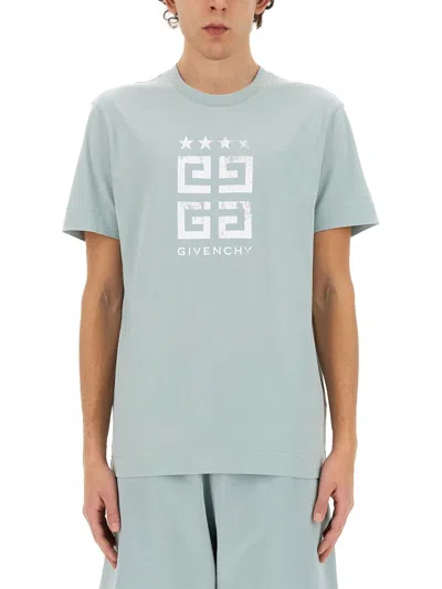 Givenchy Mineral Blue Cotton T-shirts And Polos