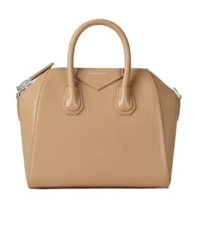 Givenchy Mini Antigona Bag In Box Leather In Brown
