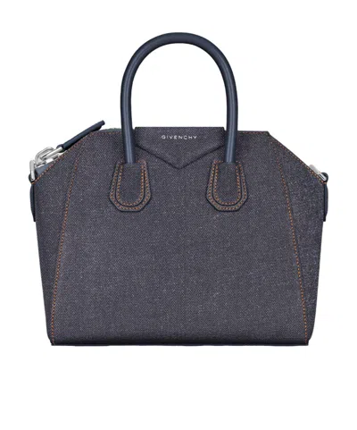 Givenchy Mini Antigona Bag In Denim In Purple