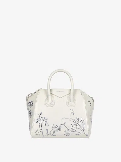 Givenchy Mini Antigona Bag In Leather With Floral Pattern In Multicolor