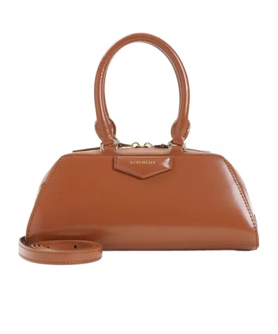 Givenchy Mini Antigona Cube East-west Zip Shoulder Bag In Brown