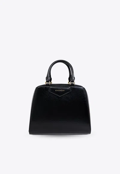 Givenchy Mini Antigona Cube Leather Handbag In Black