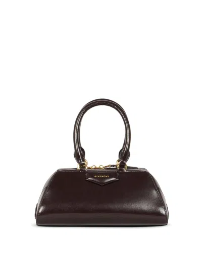Givenchy Mini Antigona East-west Bag In Box Leather In Brown