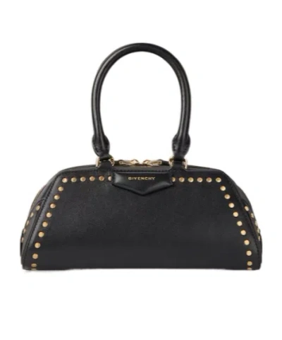 Givenchy Mini Antigona East-west Bag In Box Leather With Studs Detail In Black