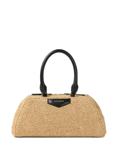 Givenchy Mini Antigona East-west Bag In Sponge Raffia In Brown