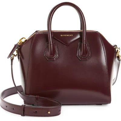 Givenchy Mini Antigona Leather Satchel In Burgundy
