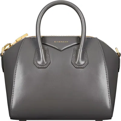 Givenchy Mini Antigona Leather Satchel In Charcoal