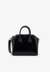 Givenchy Mini Antigona Box Leather Tote Bag With Two-way Carrying Option In Black