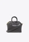 Givenchy Mini Antigona Patent-leather Top-handle Tote Bag In Gray