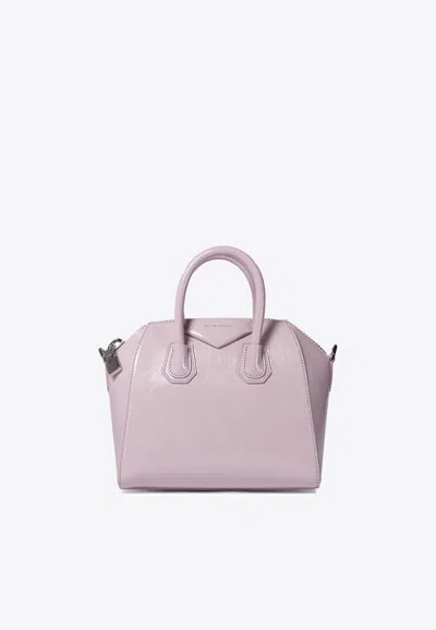 Givenchy Mini Antigona Leather Top Handle Bag In Purple