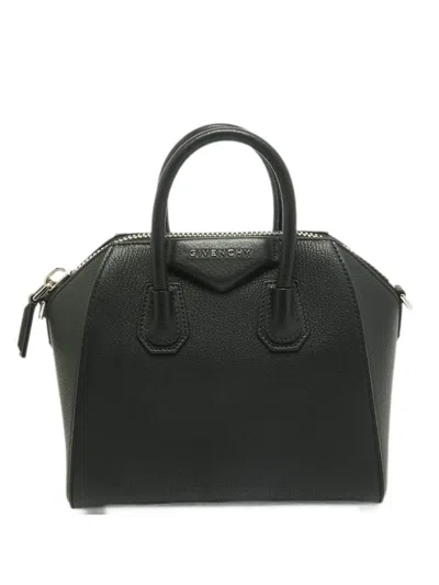 Pre-owned Givenchy Mini Antigona Leather Tote Bag In Black