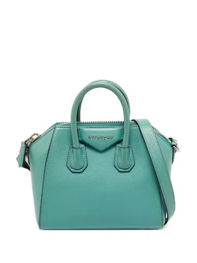 Pre-owned Givenchy Mini Antigona Leather Tote Bag In Green