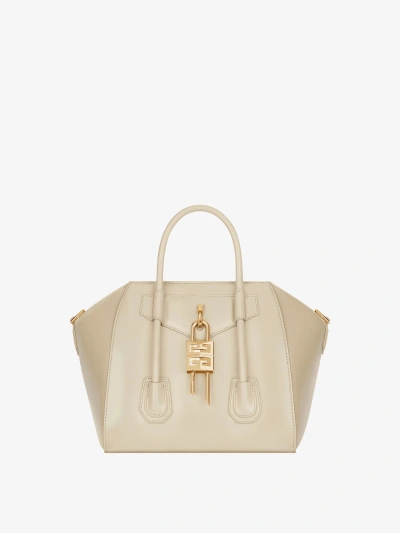 Givenchy Mini Antigona Lock Bag In Box Leather In Gold