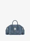 Givenchy Antigona Toy Lock Bag In Washed Denim In Navy