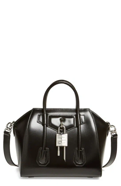 Givenchy Antigona Leather Lock Mini Satchel Bag In Black