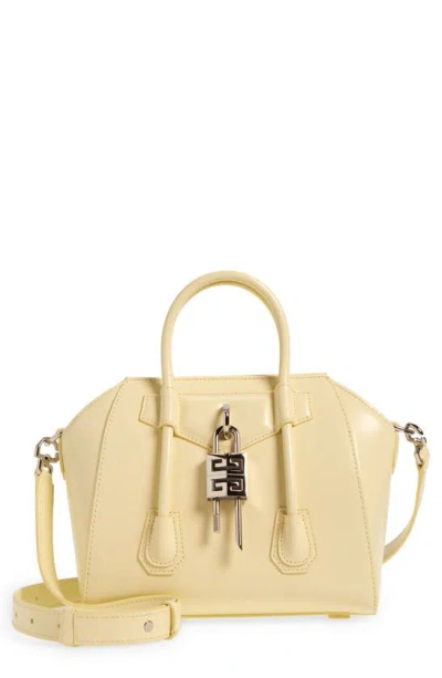 Givenchy Mini Antigona Lock Leather Satchel In Yellow