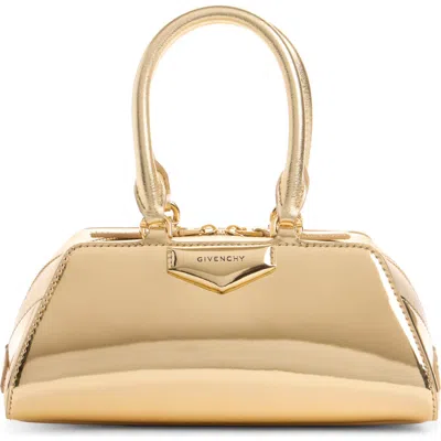 Givenchy Mini Antigona Metallic Leather East/west Satchel In Gold