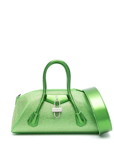 Givenchy Mini Antigona Stretch Crystal-embellished Tote Bag In 绿色