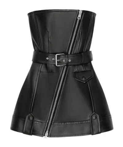 Givenchy Mini Bustier Biker Dress In Leather In Black