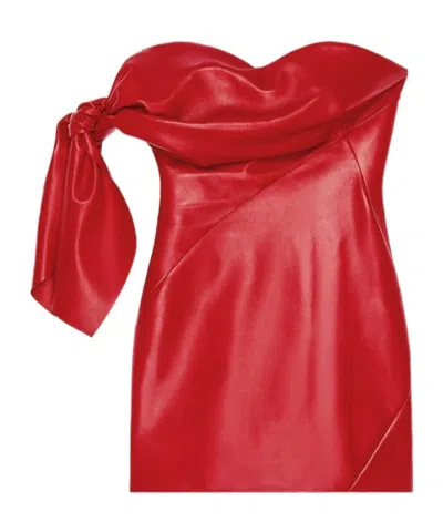 Givenchy Mini Bustier Dress In Nappa Leather With Bow In Multi