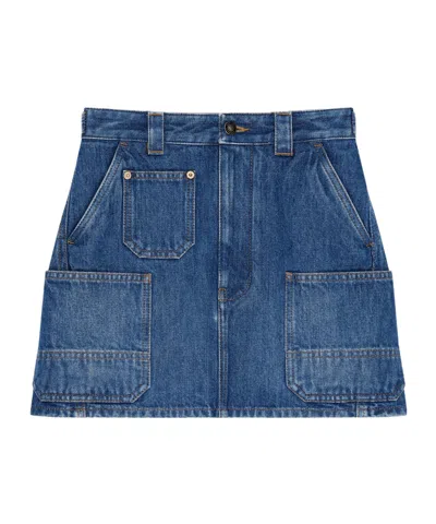 Givenchy Mini Cargo Skirt In Medium Blue Denim