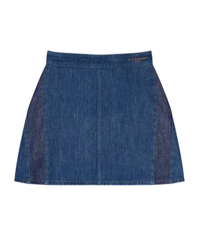 Givenchy Mini Cocoon Skirt In Medium Blue Denim