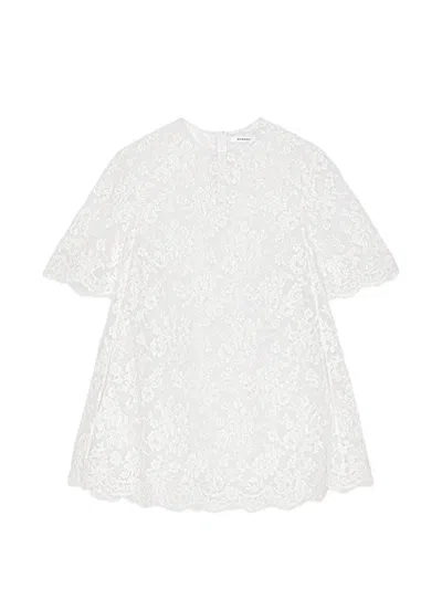 Givenchy Mini Dress In Floral Lace With Cape In White