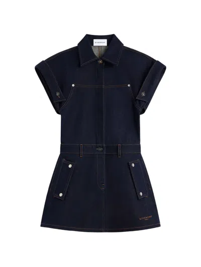 Givenchy Mini Dress In Raw Denim In Blue