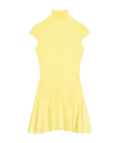 Givenchy Mini Dress With Flared Skirt In Wool Viscose In Yellow