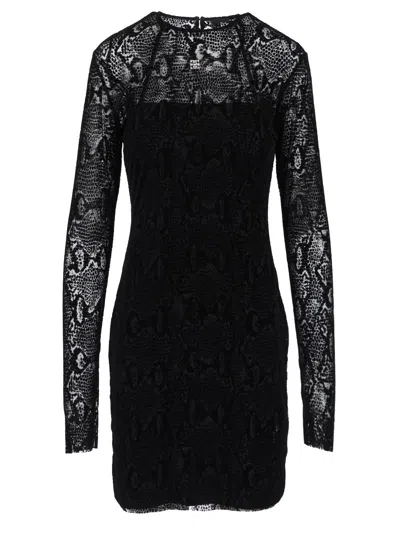 GIVENCHY MINI DRESS WITH TULLE PATTERN DRESSES BLACK