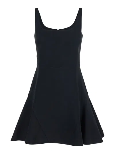 GIVENCHY BLACK MINI DRESS WITH FLARED SKIRT AND SQUARE NECKLINE IN VISCOSE BLEND STRETCH WOMAN