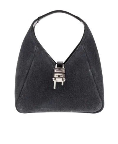 Givenchy Mini G-hobo Bag In Washed Denim In Black