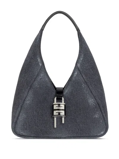 Givenchy Mini G-hobo Denim Shoulder Bag In Black