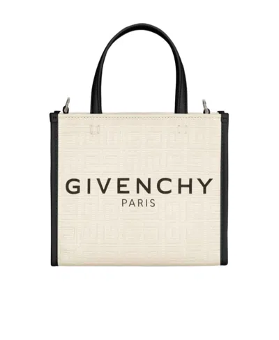 Givenchy Mini G Tote Shopper Bag In 4g Coated Canvas In White