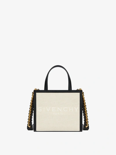 Givenchy Mini G Tote Shopping Bag In Canvas And Leather In Multicolor