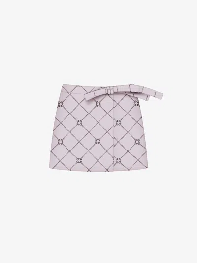Givenchy Mini Checked Skirt In Wool With Monogram 72 In Purple
