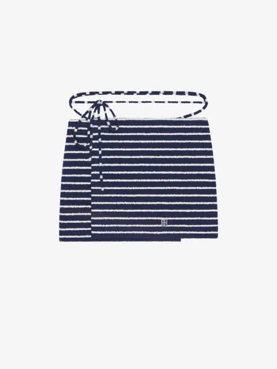 Givenchy Striped Mini Skirt In Cotton Towelling With 4g Detail In Blue