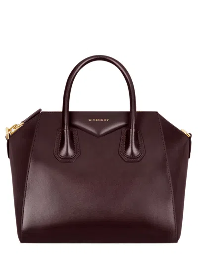 Givenchy Mini Leather Shoulder Bag, 25x28x15 Cm, Golden-finish Hardware In Rosso