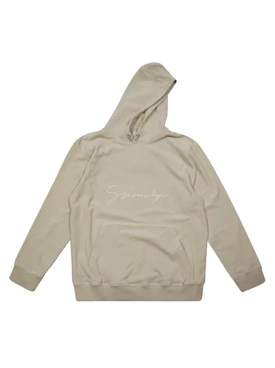 Givenchy Mini Logo Velvet Hoodie In Neutral