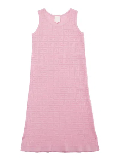 Givenchy Kids' Mini Pink Dress With All-over Gg Motif In Viscose Blend Girl