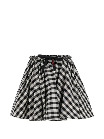 Givenchy Mini Pleated Skirt In Checked Cotton In Animal Print