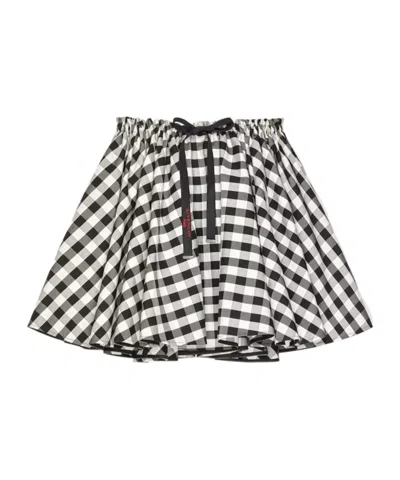 Givenchy Mini Pleated Skirt In Checked Cotton In Black