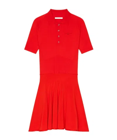 Givenchy Mini Polo Dress In Second Skin Effect Knit In Poppy Red
