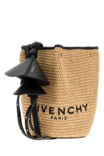 Givenchy Mini Raffia Bucket Crossbody Handbag In Neutral