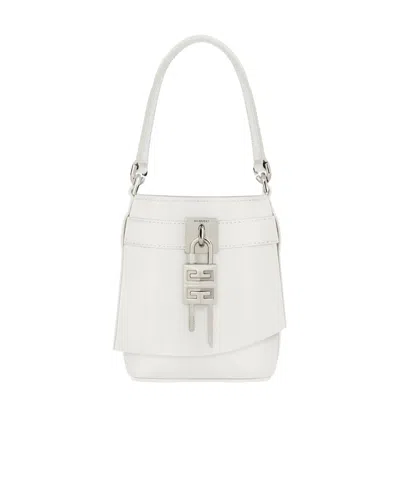 Givenchy Mini Shark Lock Bucket Handbag In White