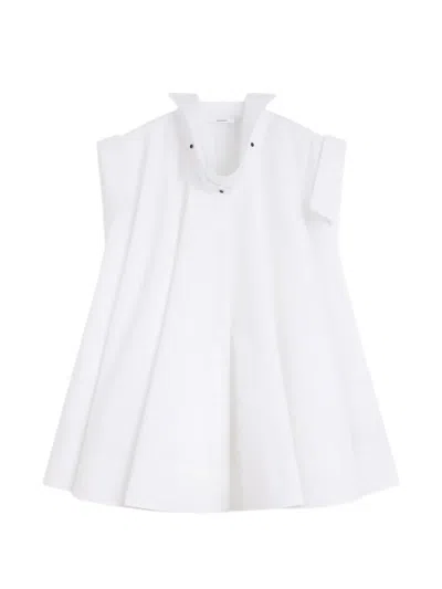 Givenchy Mini Shirt Dress In Poplin With Deconstructed Collar In White