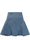 Givenchy Denim Flared Short A-line Skirt In Blue