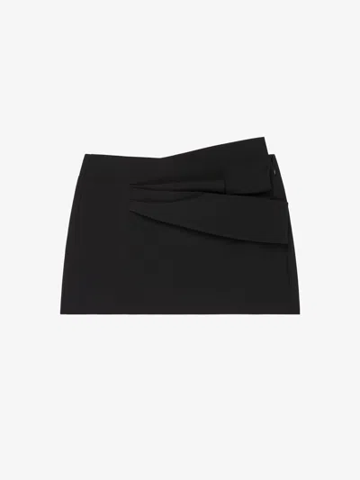 Givenchy Mini Skirt In Cotton With Draped Detail In Black