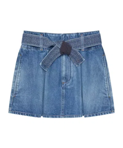 Givenchy Mini Skirt In Medium Blue Denim